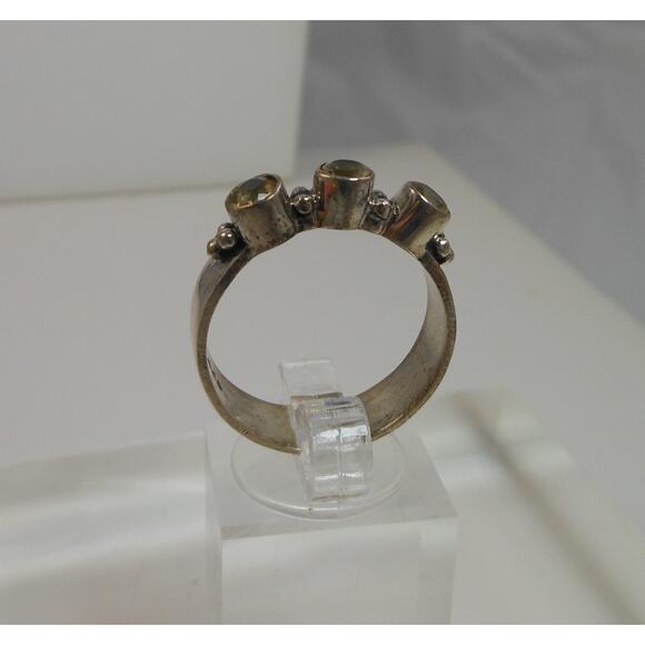 925 Sterling Silver Bali Design Ring Size 9.5 Vintage 3-Stone Balinese Style - Picture 3 of 10
